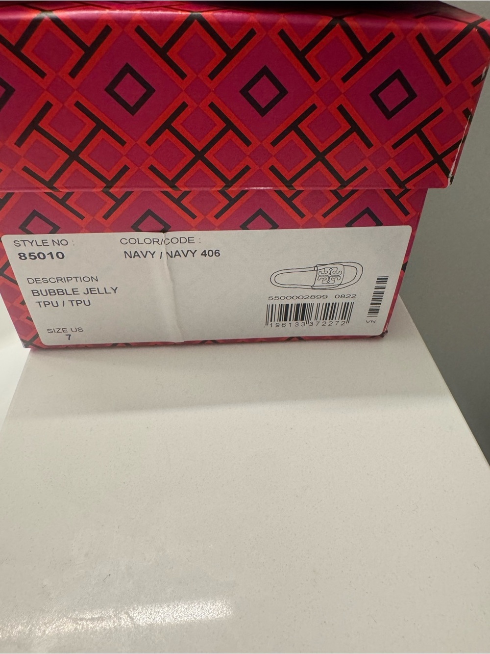 Tory Burch Pink and Red Patterned Shoe Box - Picture 3 of 4